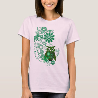 Camisetas de animação de animais: Coruja e Flores