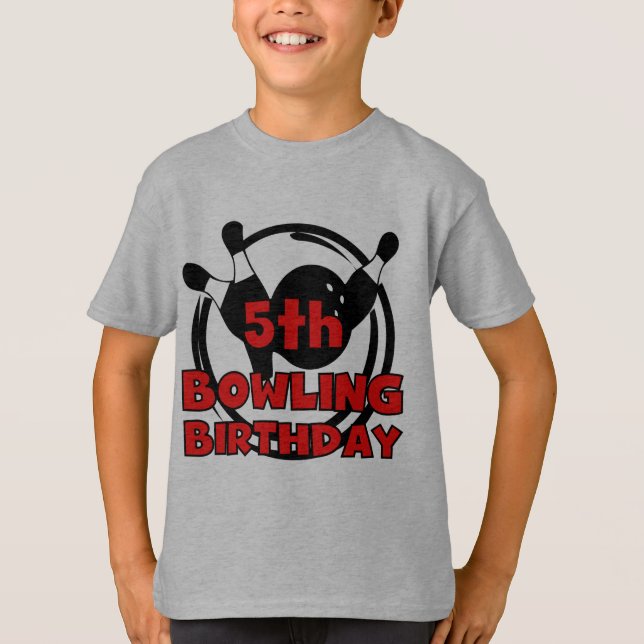 Camisetas de aniversário e presentes de Boliche 5 (Frente)