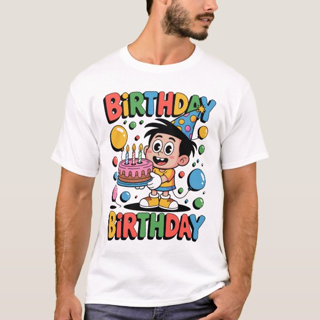 Camisetas de aniversário nostálgicas de desenhos a (Frente)