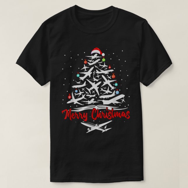 Camisetas de Árvore de Natal de avião (Frente do Design)