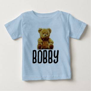 CAMISETAS DE BEBÊ MENINO COM URSO DE PELÚCIA E NOM