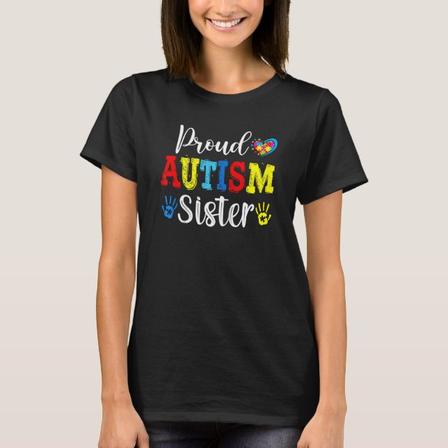 Camisetas de conscientização sobre autismo da irmã (Frente)