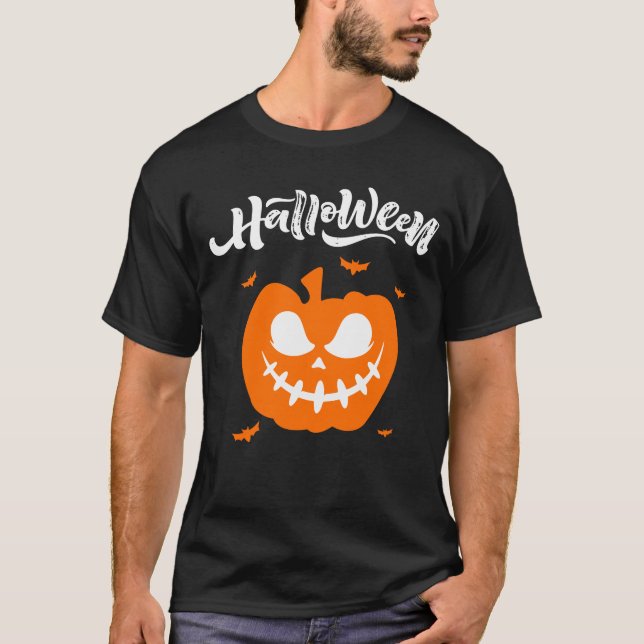 Camisetas de Dia das Bruxas de Pumpkin com Cara Sp (Frente)