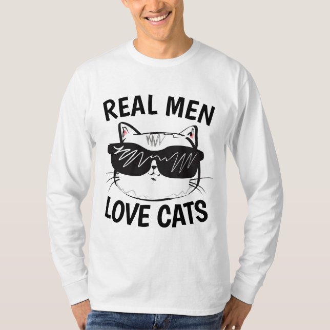 Camisetas de Gato, HOMENS REAIS ADORAM GATOS (Frente)
