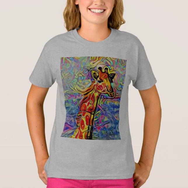CAMISETAS DE GIRAFA ARTE CRIANÇAS (Frente)