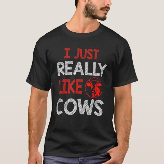 Camisetas De Gráficos legal Eu Gosto Muito De Vaca (Frente)