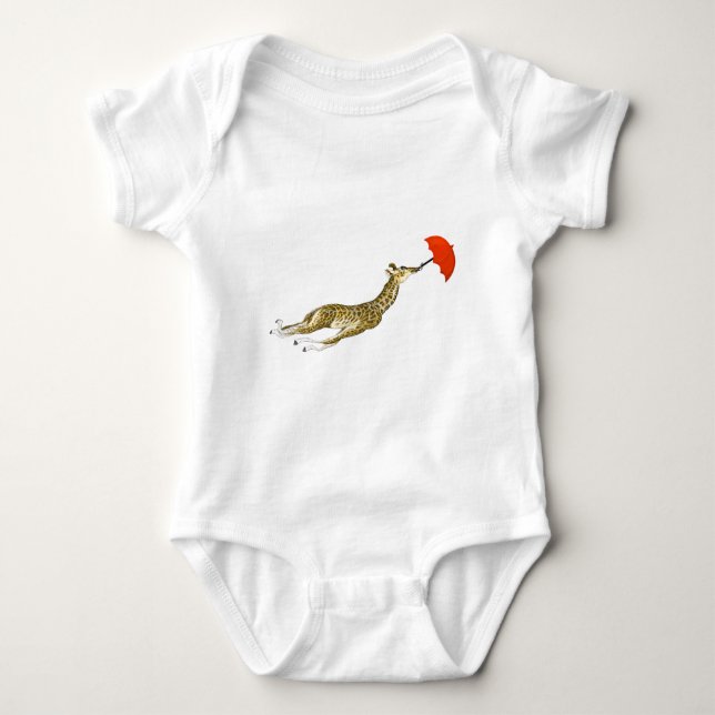 Camisetas de Guarda-Chuva Vermelho Girafa Capricho (Frente)