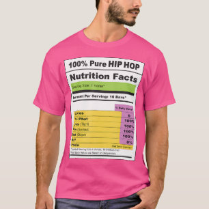 Camisetas de Hip Hop Fatos Nutricionais do Hip Ho