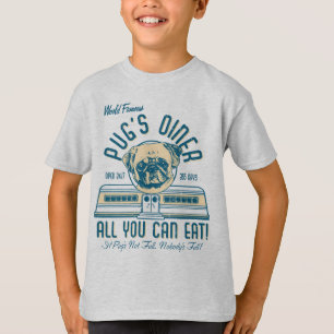 Camisetas de Jantar de Pug com Estilo de Vintagem 