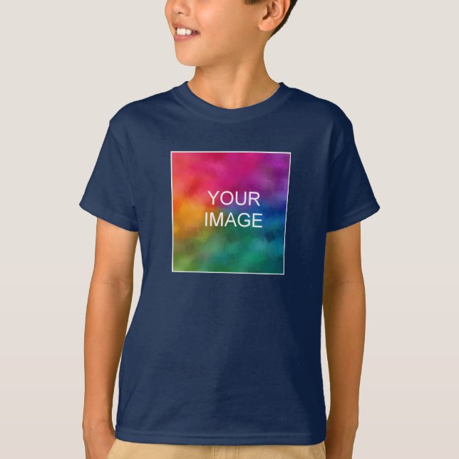 Camisetas de Meninos Adicionar Imagem Texto Marinh (Frente)