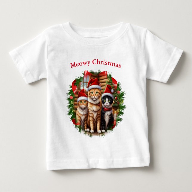 Camisetas de Natal gatos (Frente)