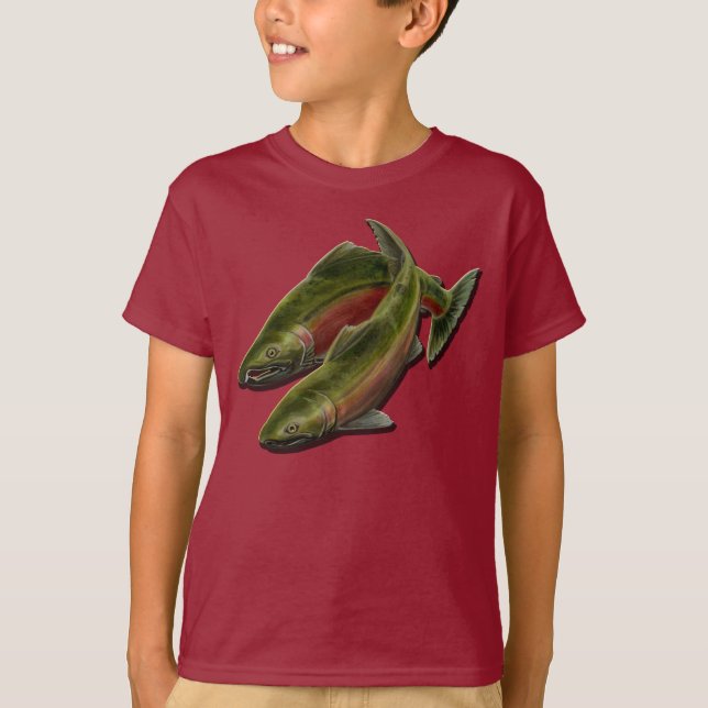 Camisetas de pescar crianças Camisolas de coho Sal (Frente)