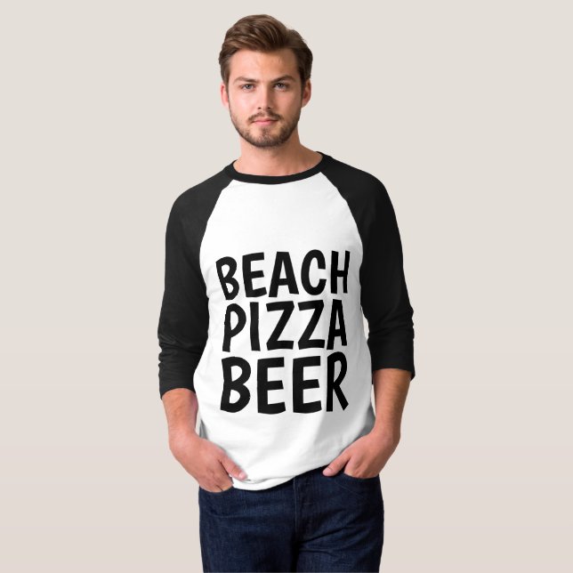 Camisetas de PRAIA, CERVEJA PIZZA (Frente Completa)