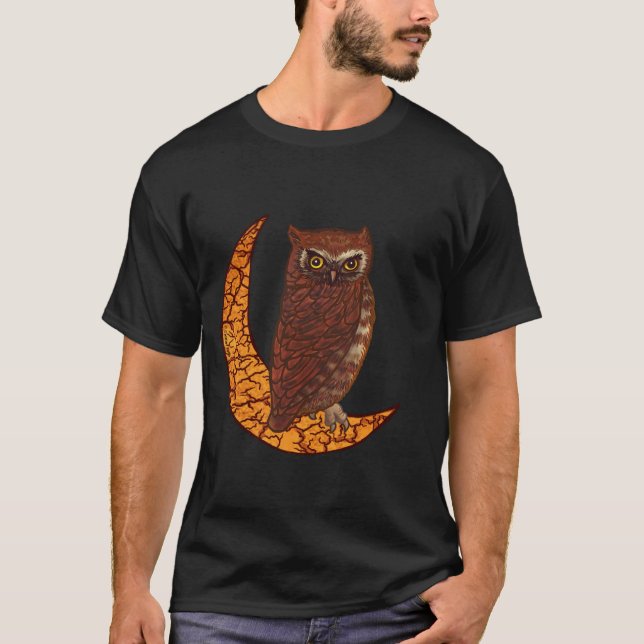 Camisetas de uma Coruja de Lua Crescente (Frente)