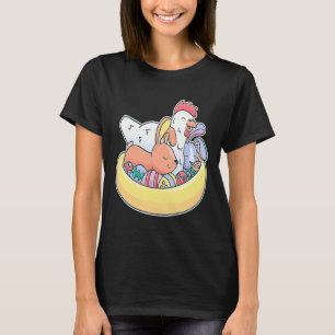 Camisetas divertidas de Páscoa de frango e coelho 