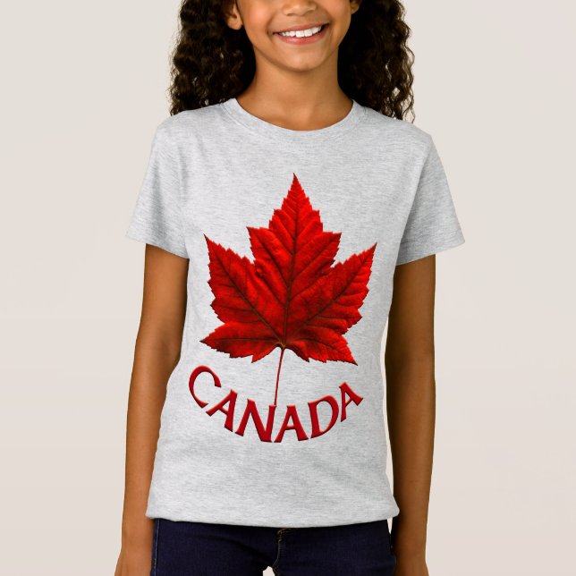 Camisetas do Canadá para crianças Camisas de folha (Frente)