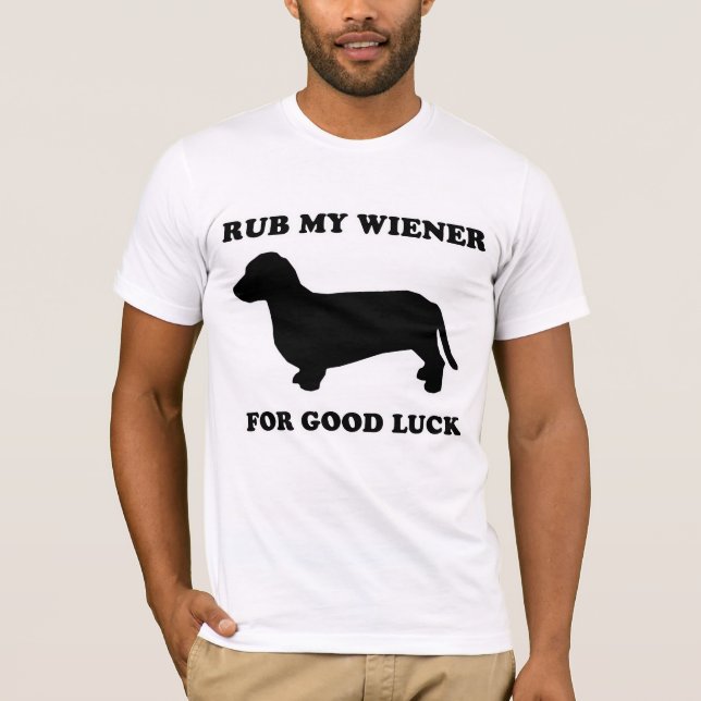 CAMISETAS do CÃO do WIENER - "friccione meu wiener (Frente)