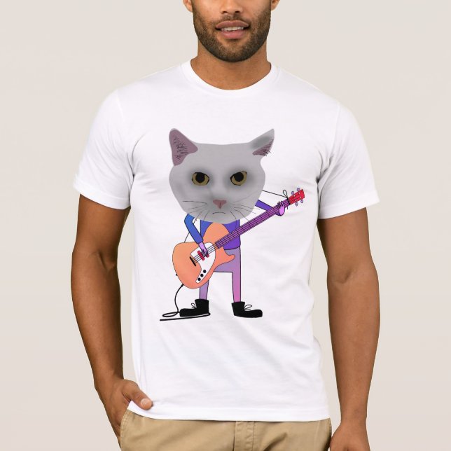 Camisetas do GATO TOCANDO GUITARRA ELÉTRICA (Frente)