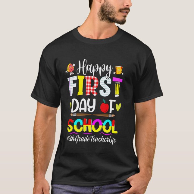 Camisetas do Primeiro Dia de Aula para Professora  (Frente)