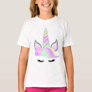 Camisetas do Rainbow Floral Unicorn Kids