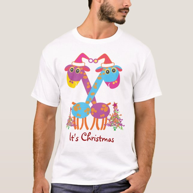 Camisetas dos presentes do Natal: Dois girafas (Frente)