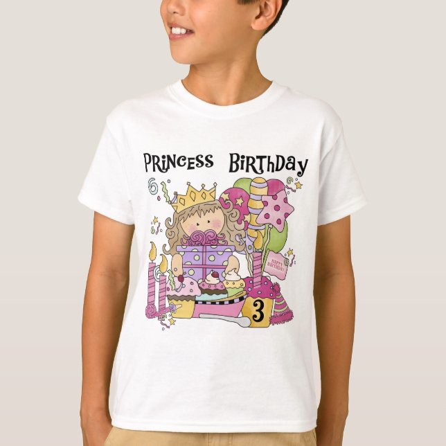 Camisetas e presentes da Princesa aniversário de 3 (Frente)