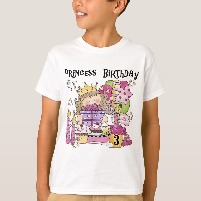 Camisetas e presentes da Princesa aniversário de 3 (Frente)