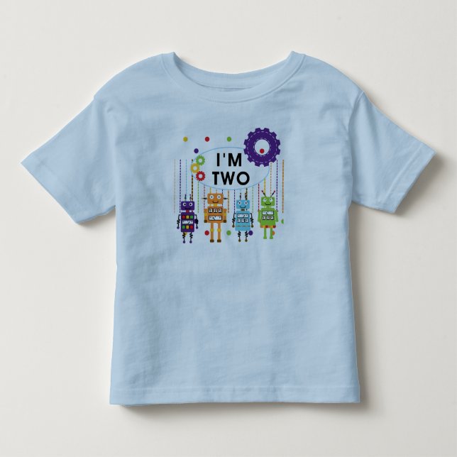 Camisetas e presentes de segundo aniversário robô (Frente)