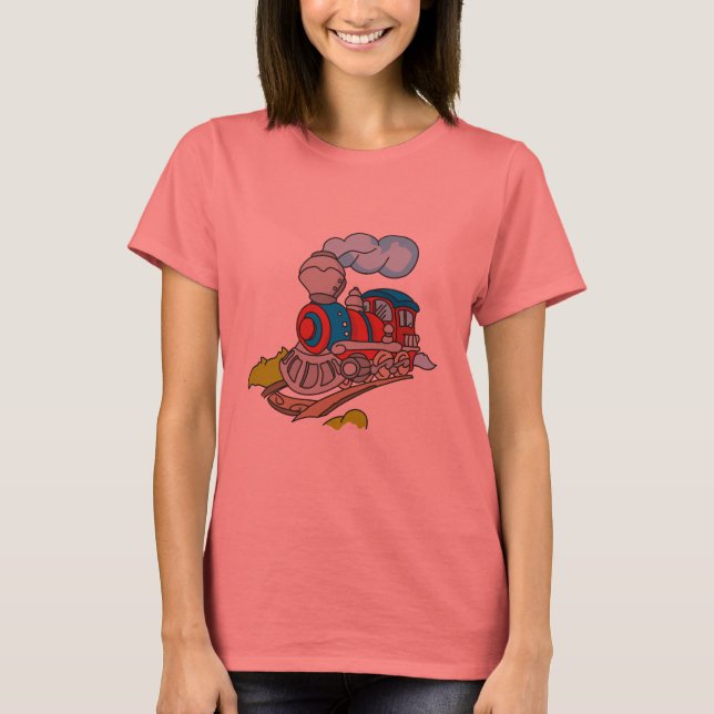 Camisetas e presentes de trem vermelhos e azuis (Frente)