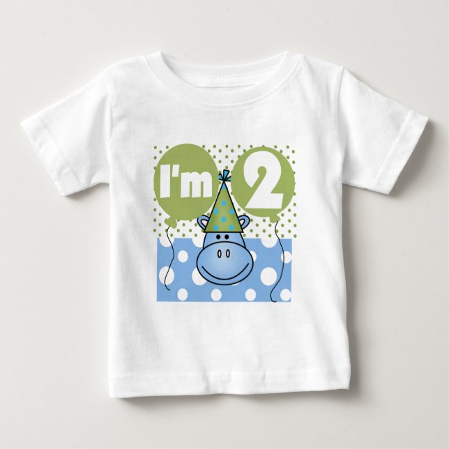 Camisetas e presentes do segundo aniversário Hippo (Frente)