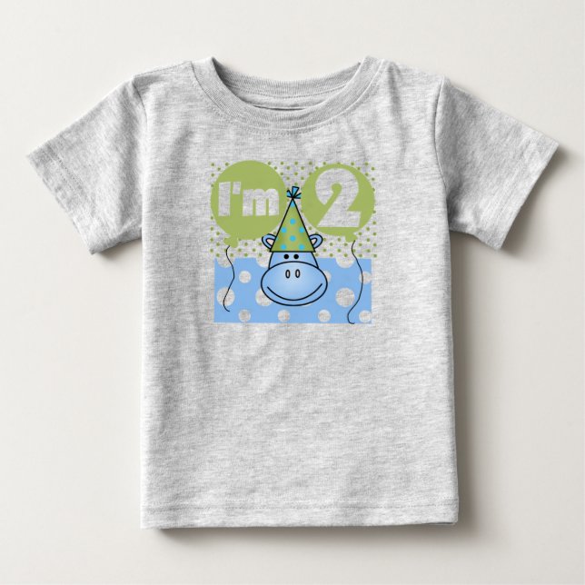 Camisetas e presentes do segundo aniversário Hippo (Frente)