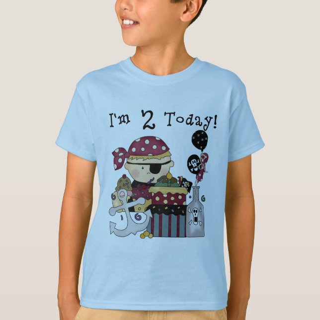 Camisetas e presentes piratas do segundo aniversár (Frente)