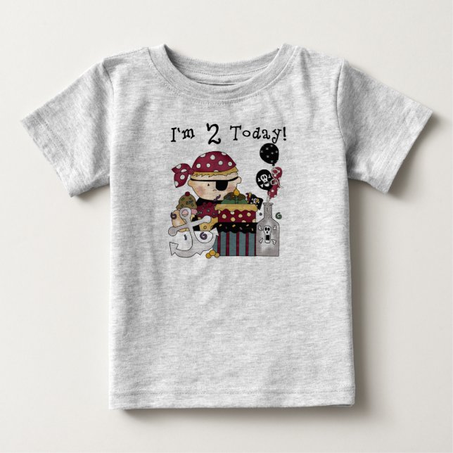 Camisetas e presentes piratas do segundo aniversár (Frente)