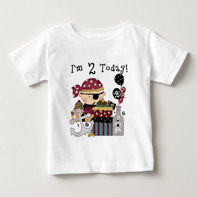 Camisetas e presentes piratas do segundo aniversár (Frente)