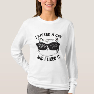 CAMISETAS ENGRAÇADAS DE GATO QUE EU BEIJEI E GOSTE