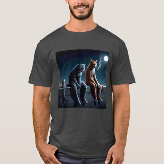Camisetas engraçadas de gatos fumando à meia-noite