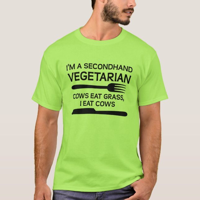 Camisetas engraçadas de segunda mão do vegetariano (Frente)