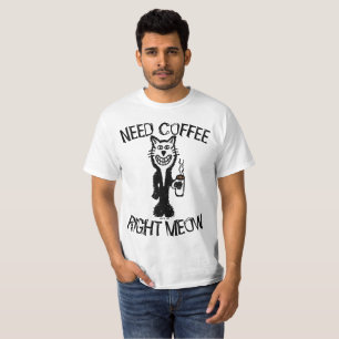 Camisetas engraçadas do gato do café, MEOW do