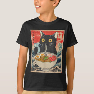 Camisetas engraçadas do ramen de gato kawaii japon