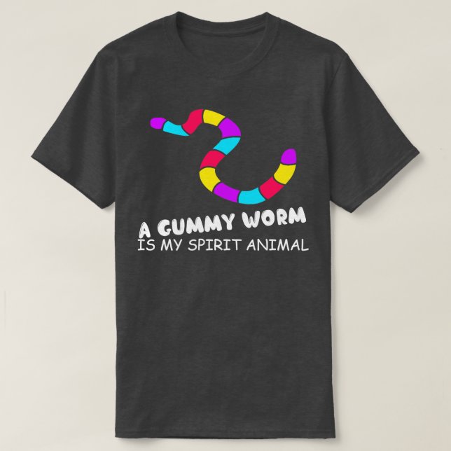 Camisetas Engraçadas Um Verme Gummy É Meu Animal E (Frente do Design)