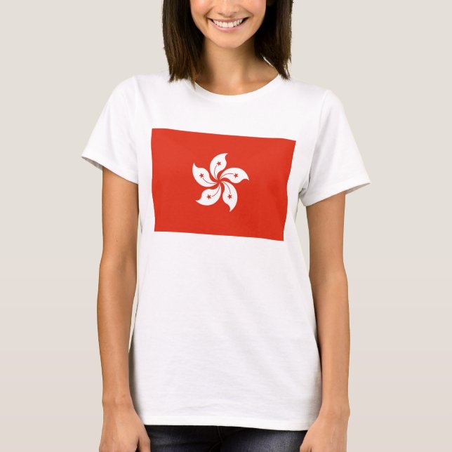 Camisetas femininas com bandeira de Hong Kong, Chi (Frente)