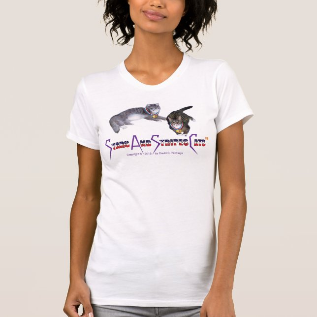 Camisetas femininas de StarsAndStripesCats, jérsei (Frente)