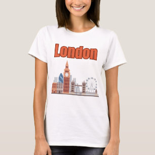 Camisetas Feminino London Skyline Letra Grande