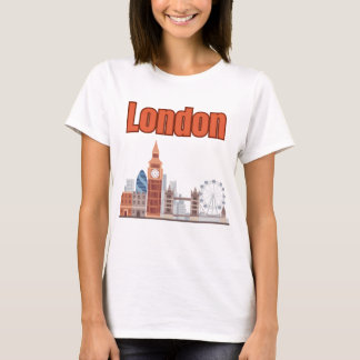 Camisetas Feminino London Skyline Letra Grande