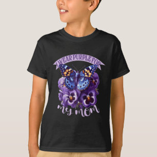 Camisetas Florais Roxas de Borboleta Pansy Fita da