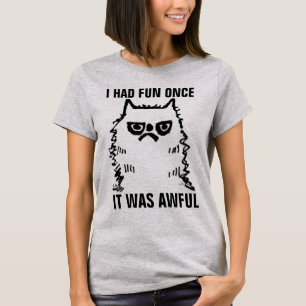Camisetas GATO ZANGADO, EU ME DIVERTI UMA VEZ Cami