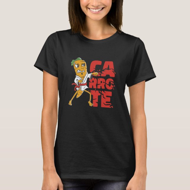 Camisetas Gráficas Clássicas de Karatê de Cenoura  (Frente)