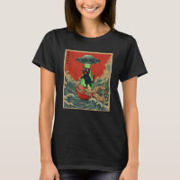 Camisetas Gráficas de Anime Japonês Gato Ramen UFO