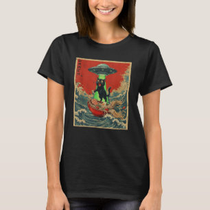 Camisetas Gráficas de Anime Japonês Gato Ramen UFO
