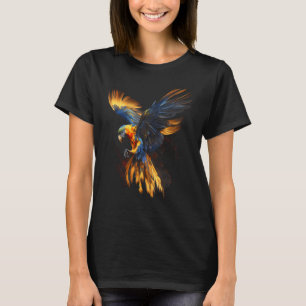 Camisetas gráficas de arara azul e amarela para ho